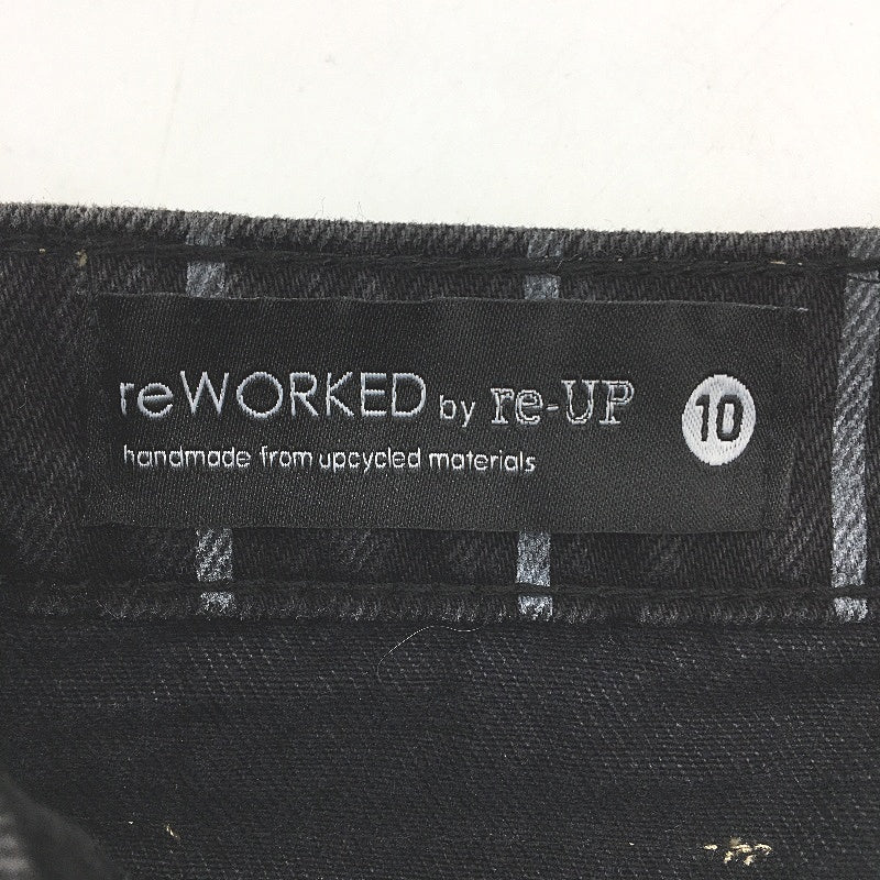 reWORKED re-UP Handcrafted Upcycled Fabric Veronica Mini Skirt Black Sz 10