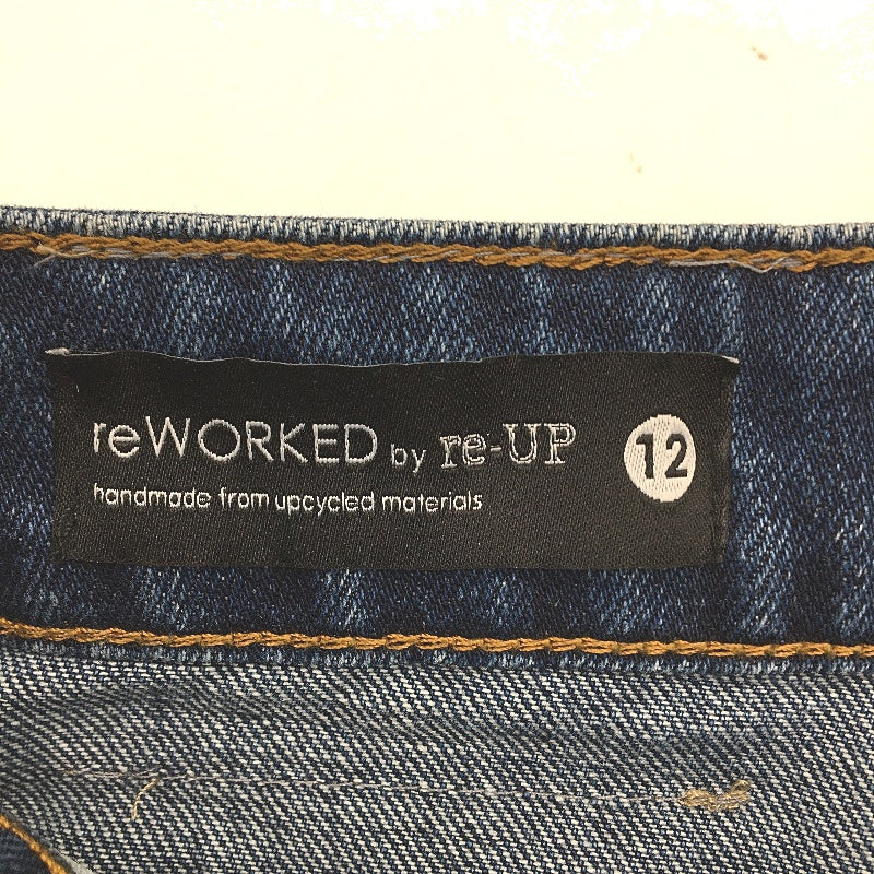 reWORKED re-UP Handcrafted Upcycled Fabric 2Blues Veronica Mini Skirt Sz 12