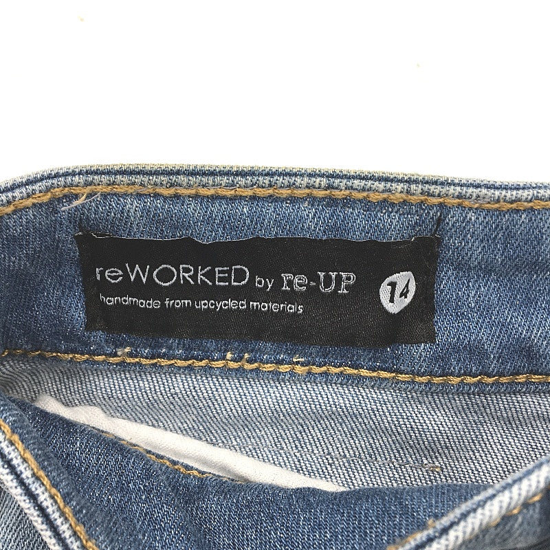 reWORKED re-UP Handcrafted Upcycled Fabric 2TDenim Veronica Mini Skirt Sz 14