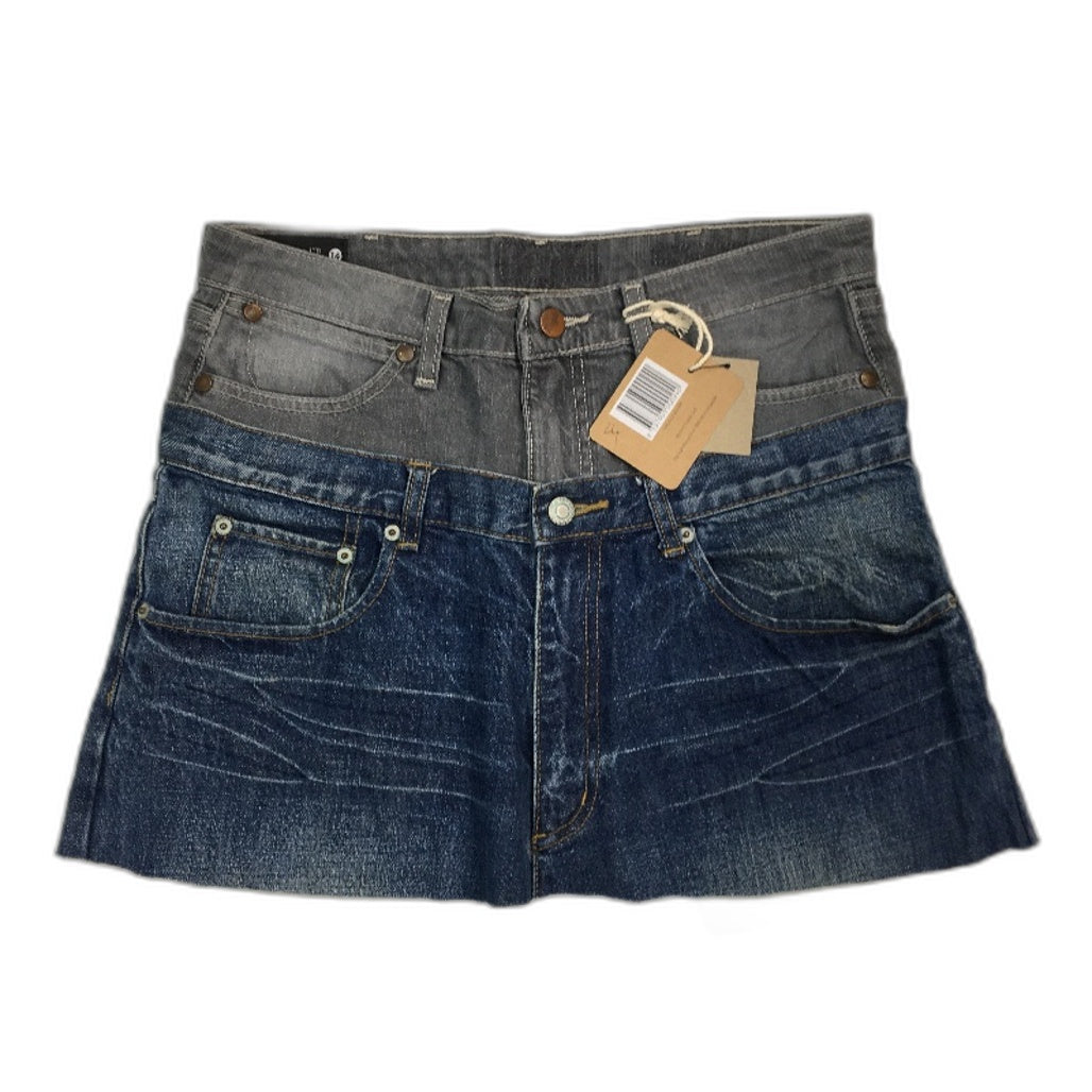 reWORKED re-UP Handcrafted Upcycled Fabric Faded Veronica Mini Skirt Sz 14