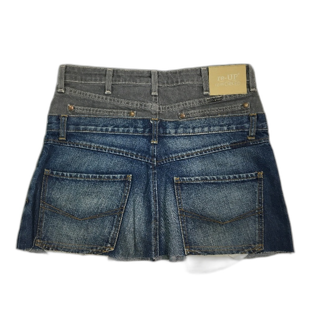 reWORKED re-UP Handcrafted Upcycled Fabric Faded Veronica Mini Skirt Sz 14