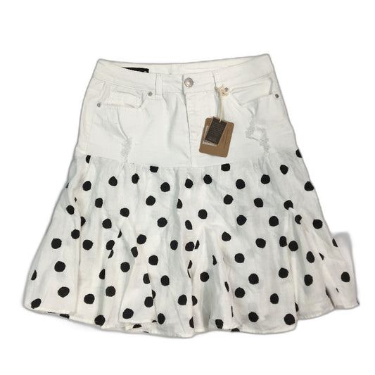 reWORKED re-UP Handcrafted Upcycled Fabrics White Blck RaRa Mini Skirt Sz 14
