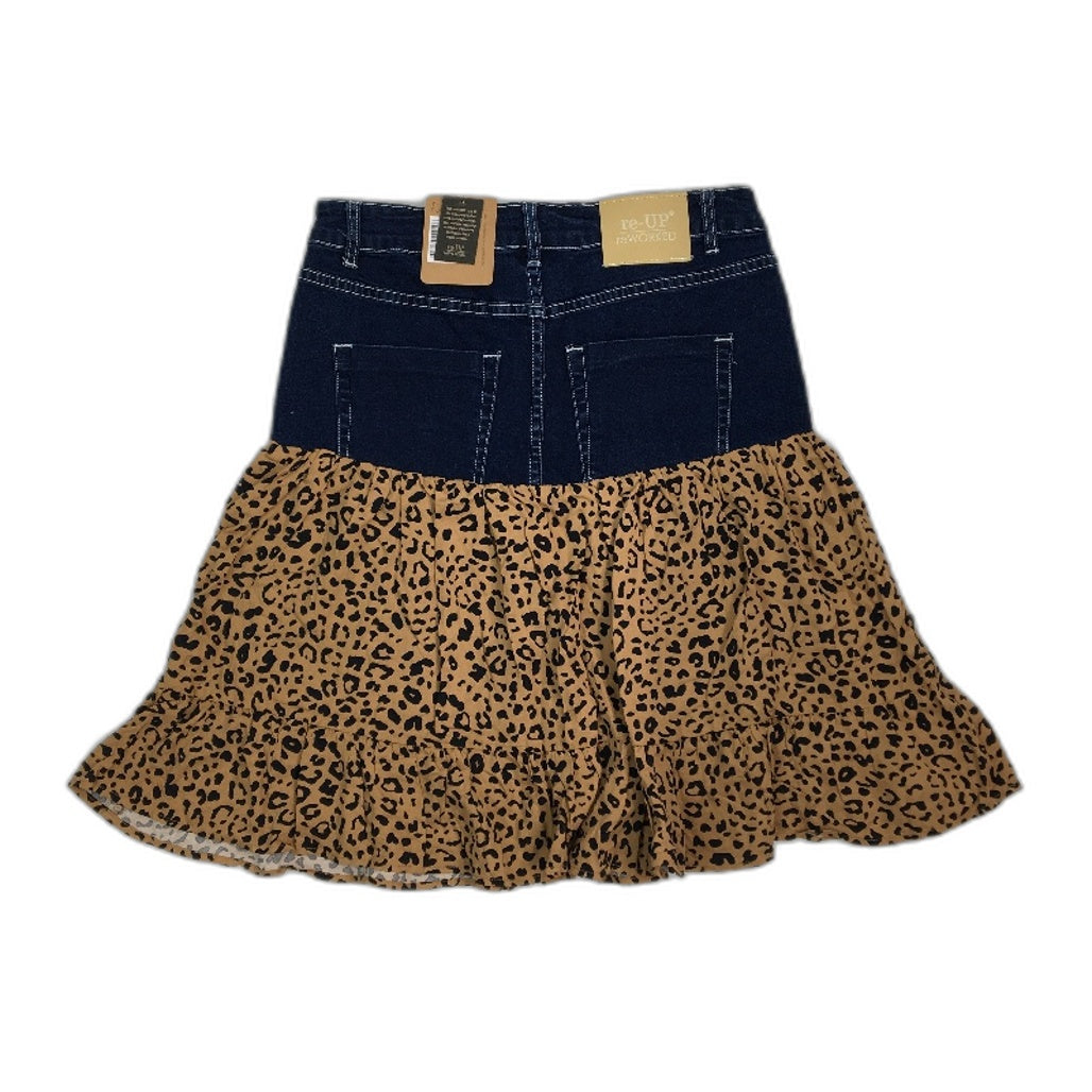 reWORKED re-UP Handcrafted Upcycled Fabrics Anml Print RaRa Mini Skirt Sz 12