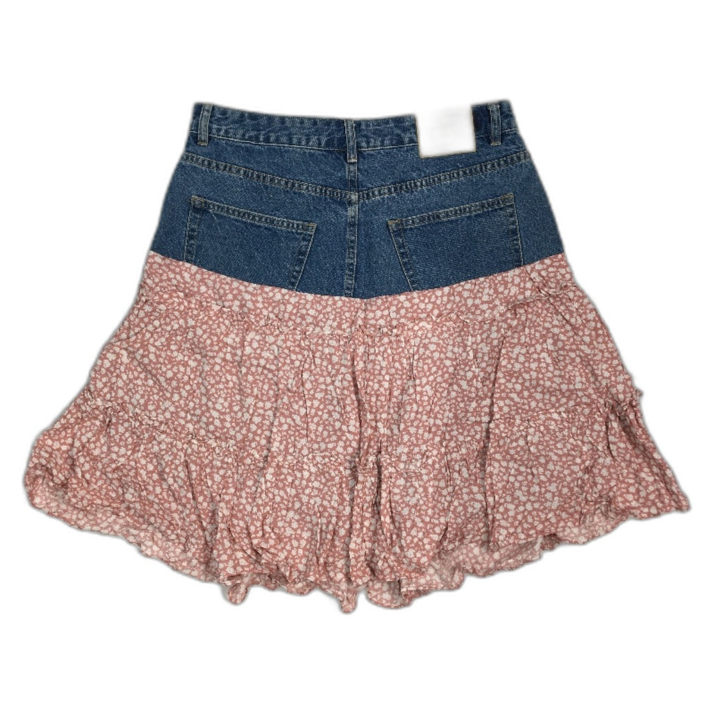 reWORKED re-UP Handcrafted Upcycled Fabrics Pnk Floral RaRa Mini Skirt Sz 16