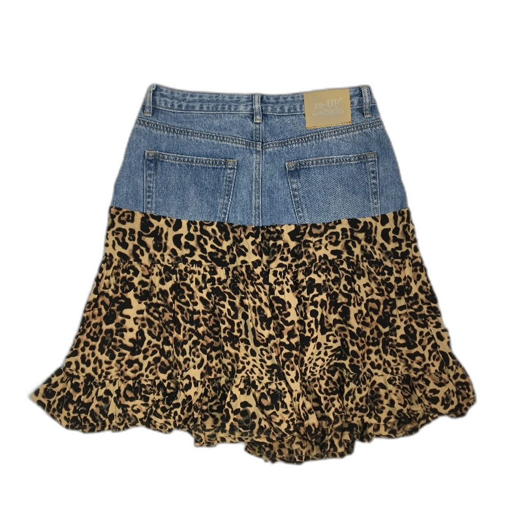 reWORKED re-UP Handcrafted Upcycled Fabrics Anml Print RaRa Mini Skirt Sz 10