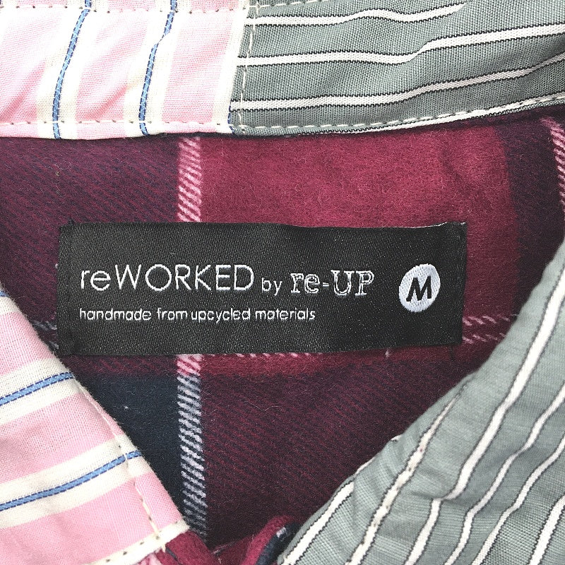 reWORKED re-UP Handcrafted Upcycled Fabrics Burgandy Flannel Shirt Sz M