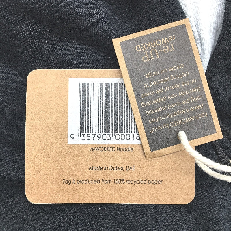 reWORKED re-UP Handcrafted Upcycled Fabrics White Check Hoodie Jumper Size M