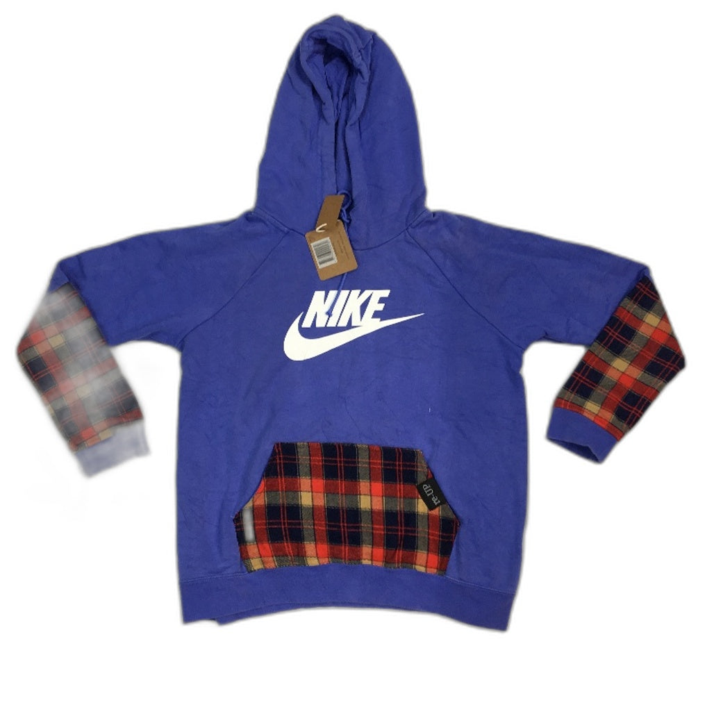 reWORKED re-UP Handcrafted Upcycled Fabrics Purple Hoodie Jumper Size M