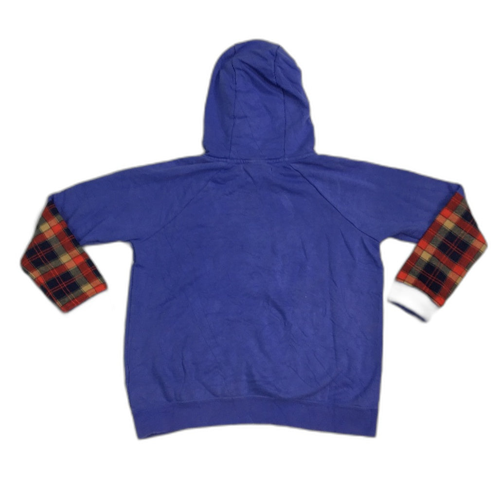 reWORKED re-UP Handcrafted Upcycled Fabrics Purple Hoodie Jumper Size M