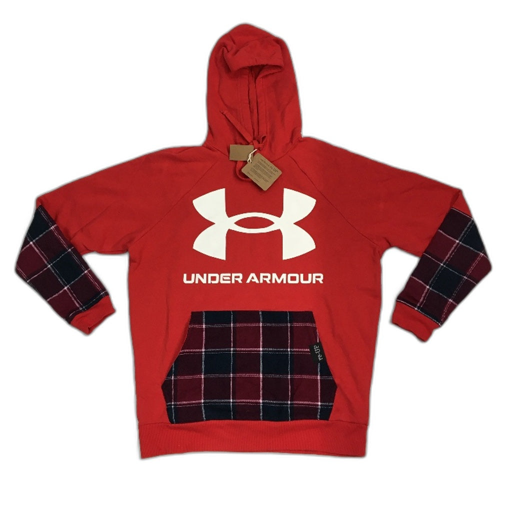 reWORKED re-UP Handcrafted Upcycled Fabrics Red Checked Hoodie Jumper Size M