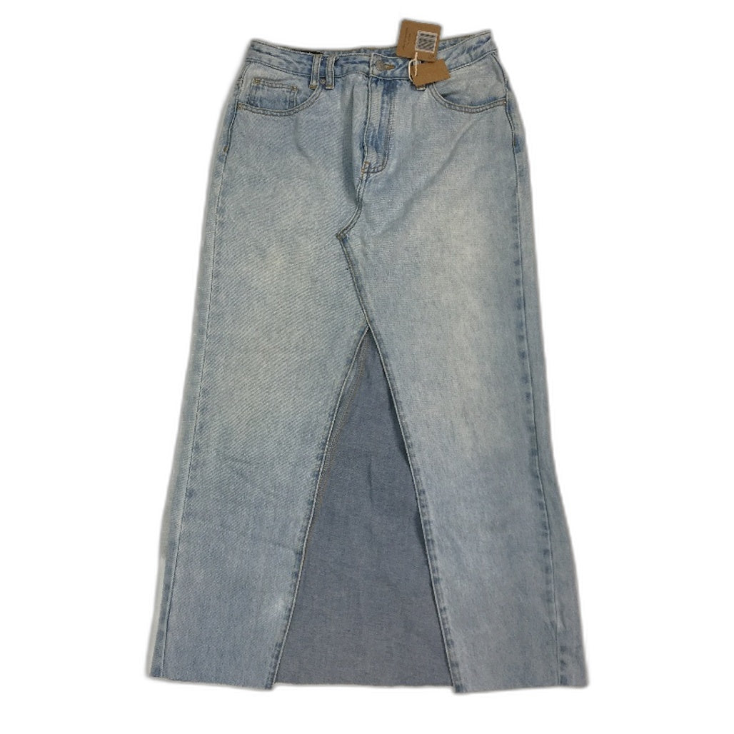 reWORKED re-UP Handcrafted Upcycled Fabrics Lt Blue Denim Ramona Skirt Sz 10