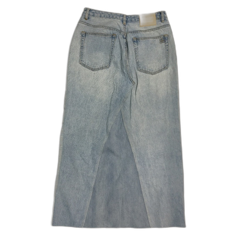 reWORKED re-UP Handcrafted Upcycled Fabrics Lt Blue Denim Ramona Skirt Sz 10