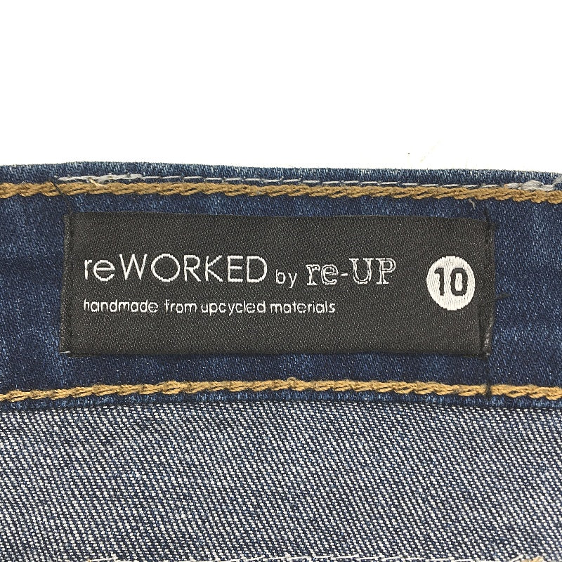 reWORKED re-UP Handcrafted Upcycled Fabrics Dk Blue Denim Ramona Skirt Sz 10