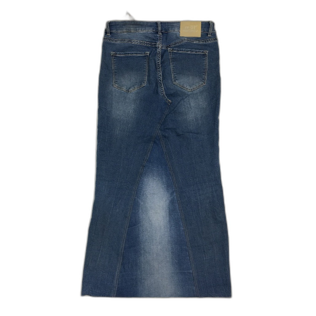 reWORKED re-UP Handcrafted Upcycled Fabrics Blue Denim Ramona Skirt Size 14