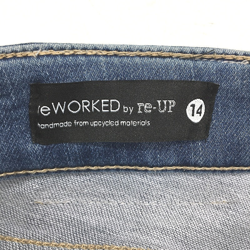 reWORKED re-UP Handcrafted Upcycled Fabrics Blue Denim Ramona Skirt Size 14