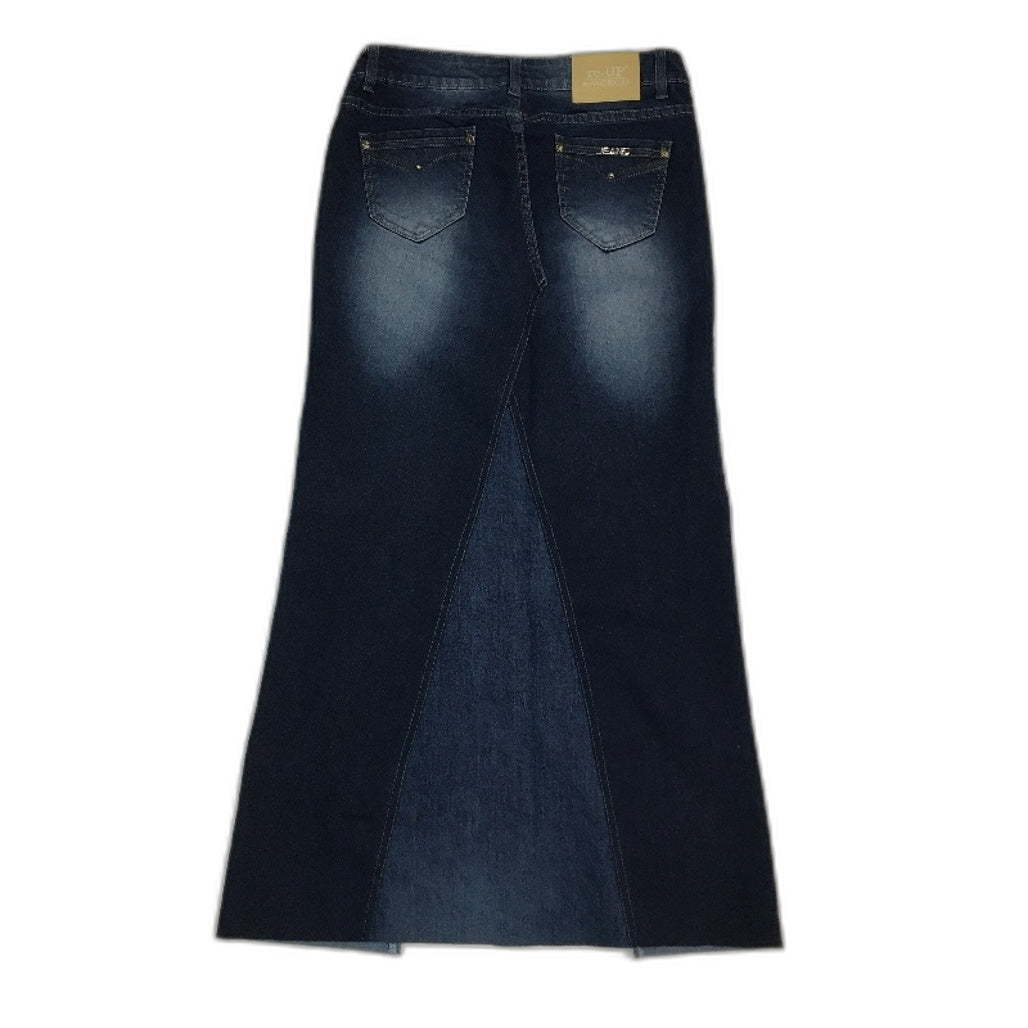 reWORKED re-UP Handcrafted Upcycled Fabrics Blue Fade Ramona Skirt Size 12