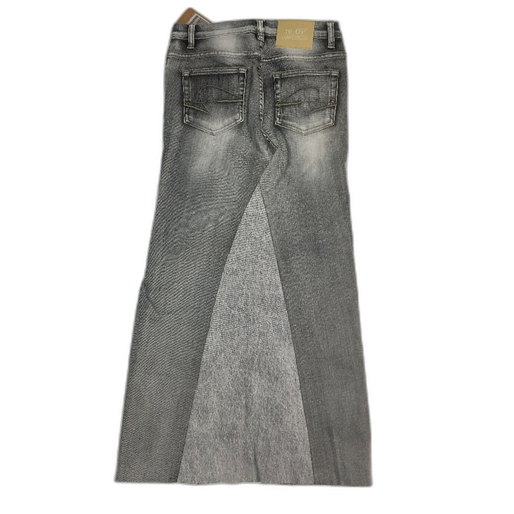 reWORKED re-UP Handcrafted Upcycled Fabrics Black Fade Ramona Skirt Size 8