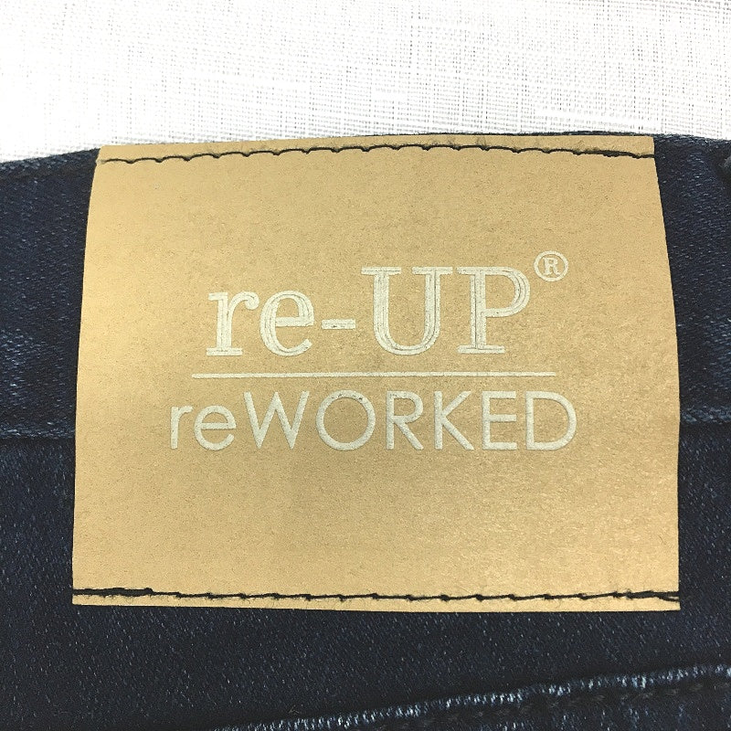 reWORKED re-UP Handcrafted Upcycled Fabrics Dark Blue Ramona Skirt Size 14