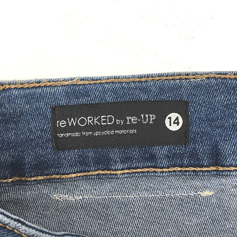 reWORKED re-UP Handcrafted Upcycled Fabrics Ramona Skirt Blue Denim Size 14