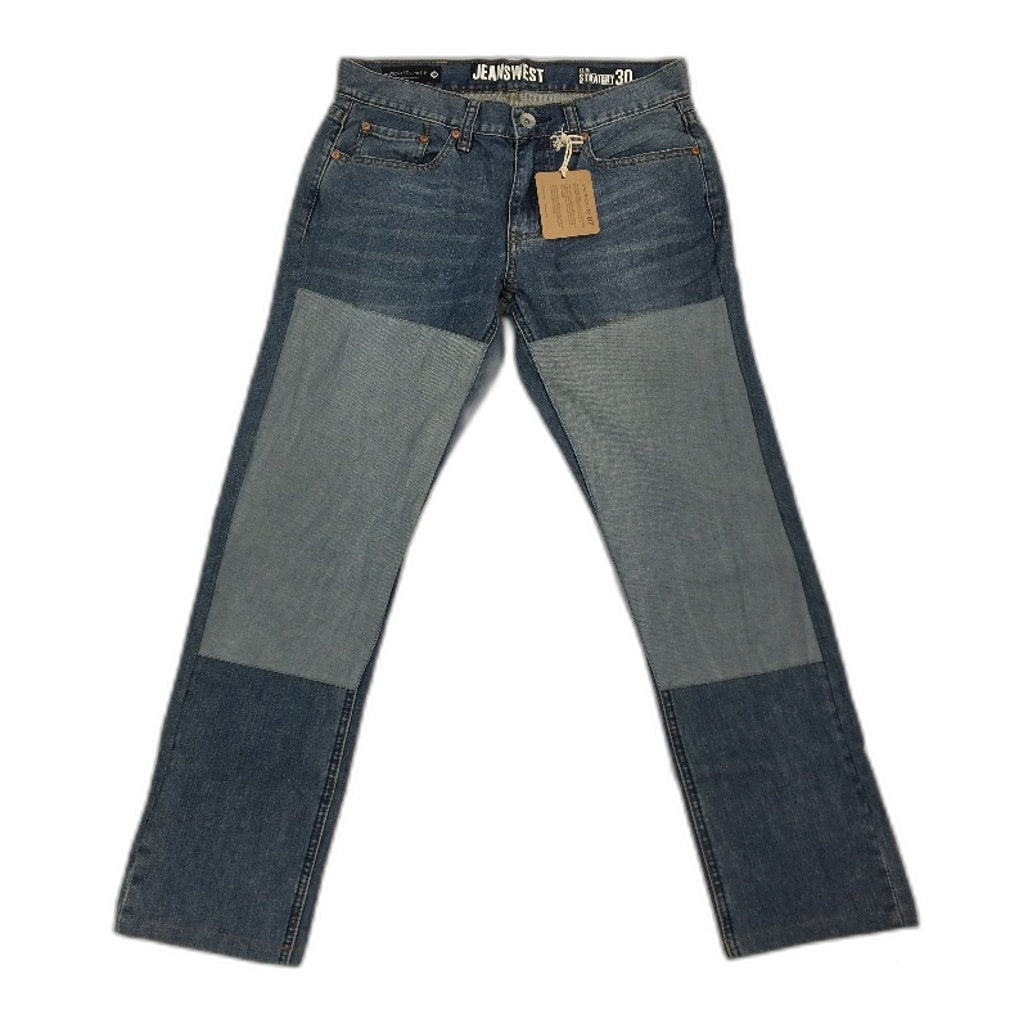 reWORKED re-UP Handcrafted Upcycled Fabrics Alex Patch Blue Jeans Size 30