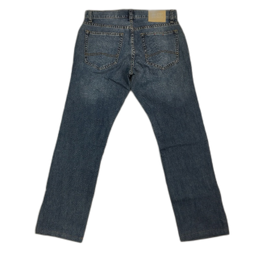 reWORKED re-UP Handcrafted Upcycled Fabrics Alex Patch Blue Jeans Size 30