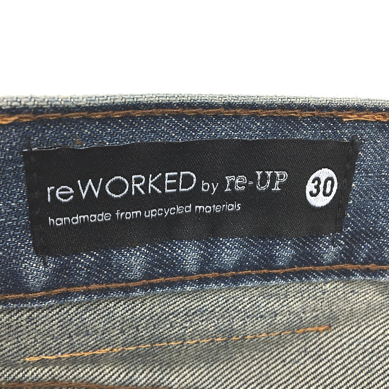 reWORKED re-UP Handcrafted Upcycled Fabrics Alex Patch Blue Jeans Size 30
