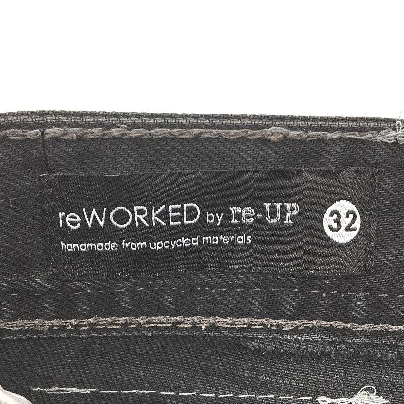 reWORKED re-UP Handcrafted Upcycled Fabrics Alex Patch Black Jeans Size 32