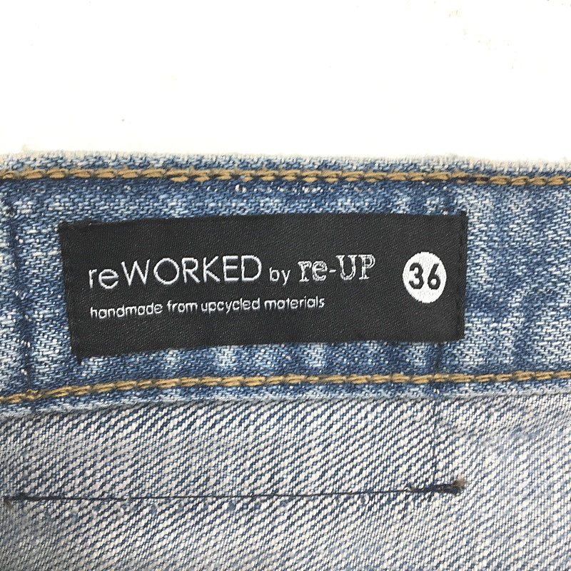 reWORKED re-UP Handcrafted Upcycled Fabrics Blue Alex Patch Jeans Size 36