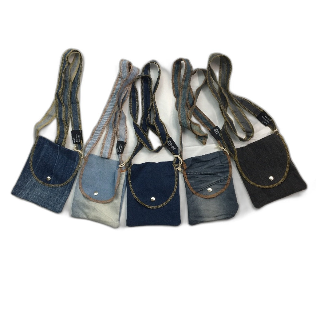 reWORKED by re-UP Handcrafted Upcycled Fabrics Denim Cross Body Shoulder Pouch