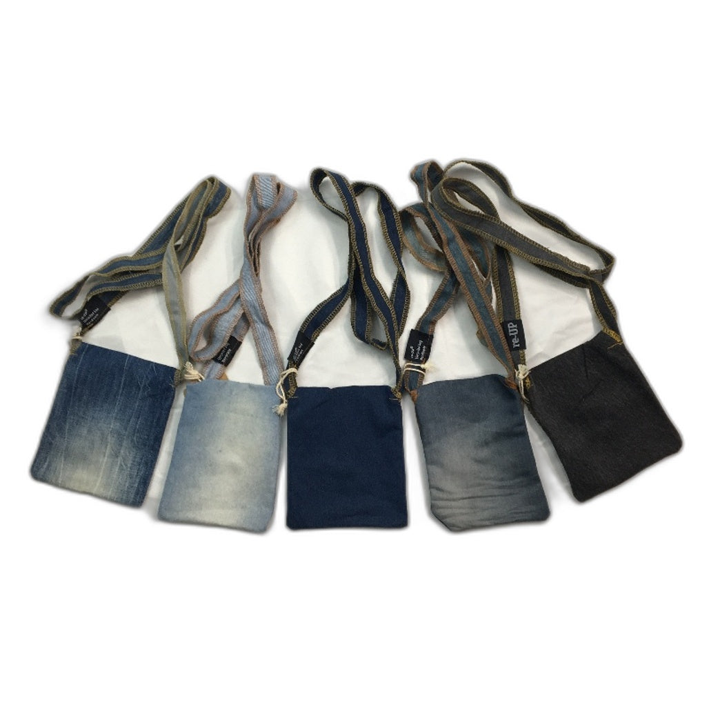 reWORKED by re-UP Handcrafted Upcycled Fabrics Denim Cross Body Shoulder Pouch