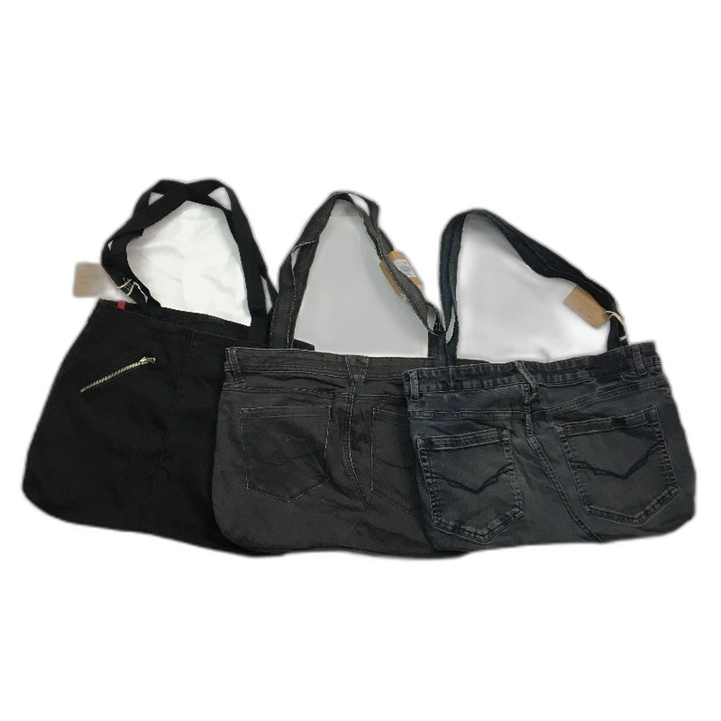 reWORKED by re-UP Handcrafted Upcycled Fabrics Black Denim Tote Style Handbag