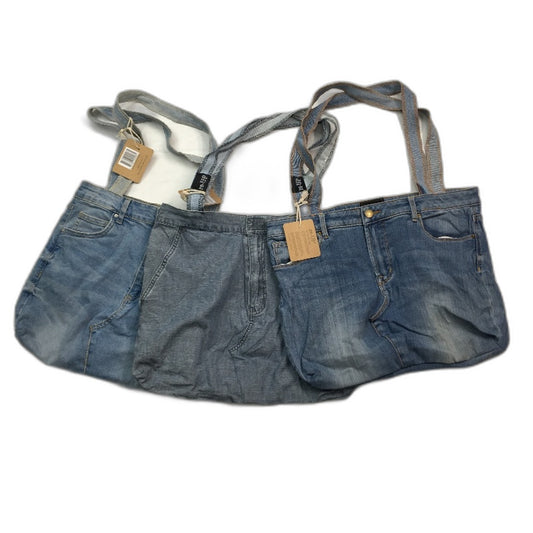 reWORKED by re-UP Handcrafted Upcycled Fabrics Light Blue Denim Tote Handbag