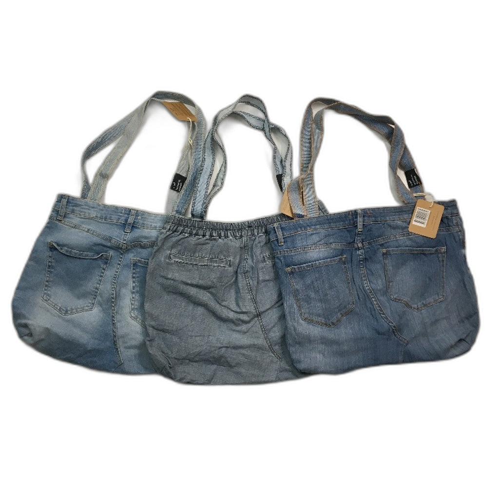 reWORKED by re-UP Handcrafted Upcycled Fabrics Light Blue Denim Tote Handbag