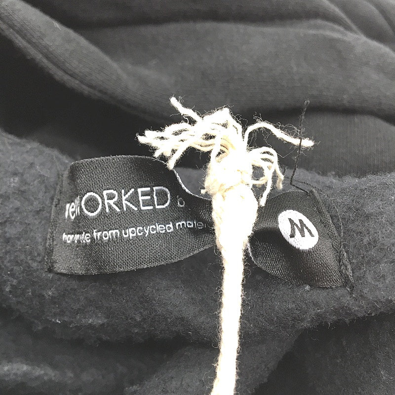 reWORKED re-UP Handcrafted Upcycled Fabrics Marvel Black Hoodie Jumper Size M