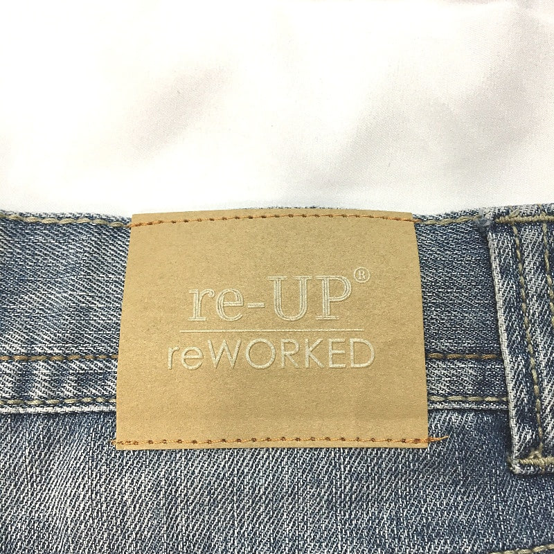 reWORKED re-UP Handcrafted Upcycled Mid Blue Fabrics Alex Patch Jeans Size 30