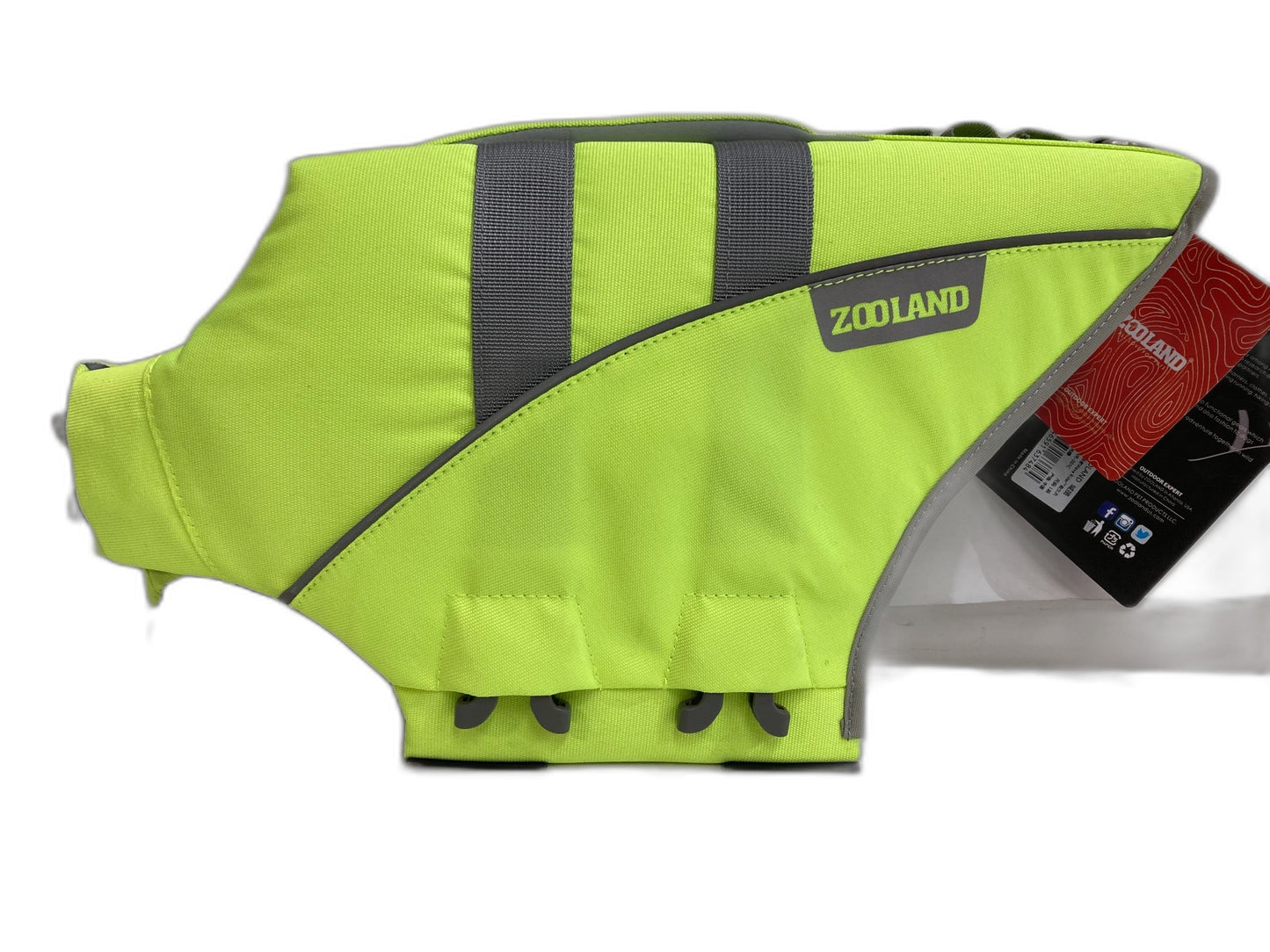Zooland R9 Wave Rider Safety Swimming Life Vest W/Leash Dog Sz L Neon NEW