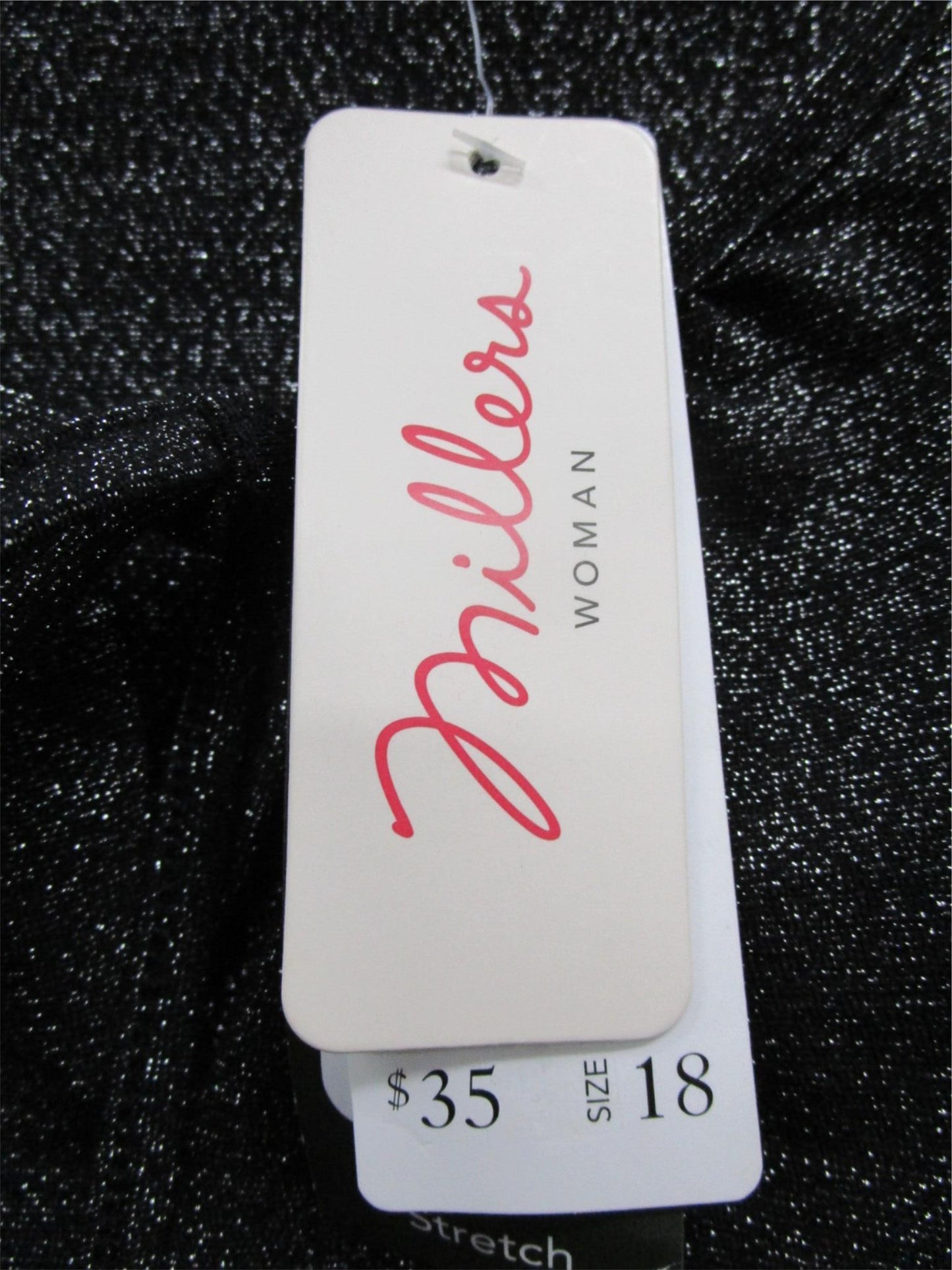 Millers L/S Tie Neck Stretchy Metallic Knit Top Charcoal Ladies Sz 18 NEW