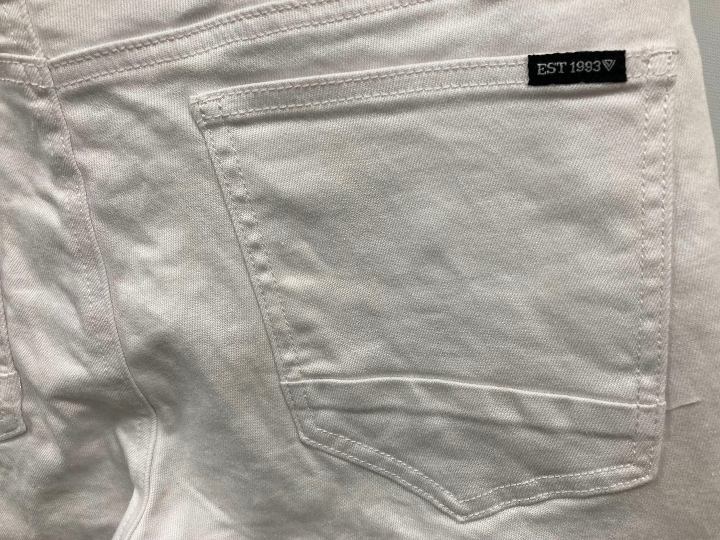 Jay Jays Slim Stretchy Rips Cotton Zip Up Shorts White Mens Sz 30 NEW