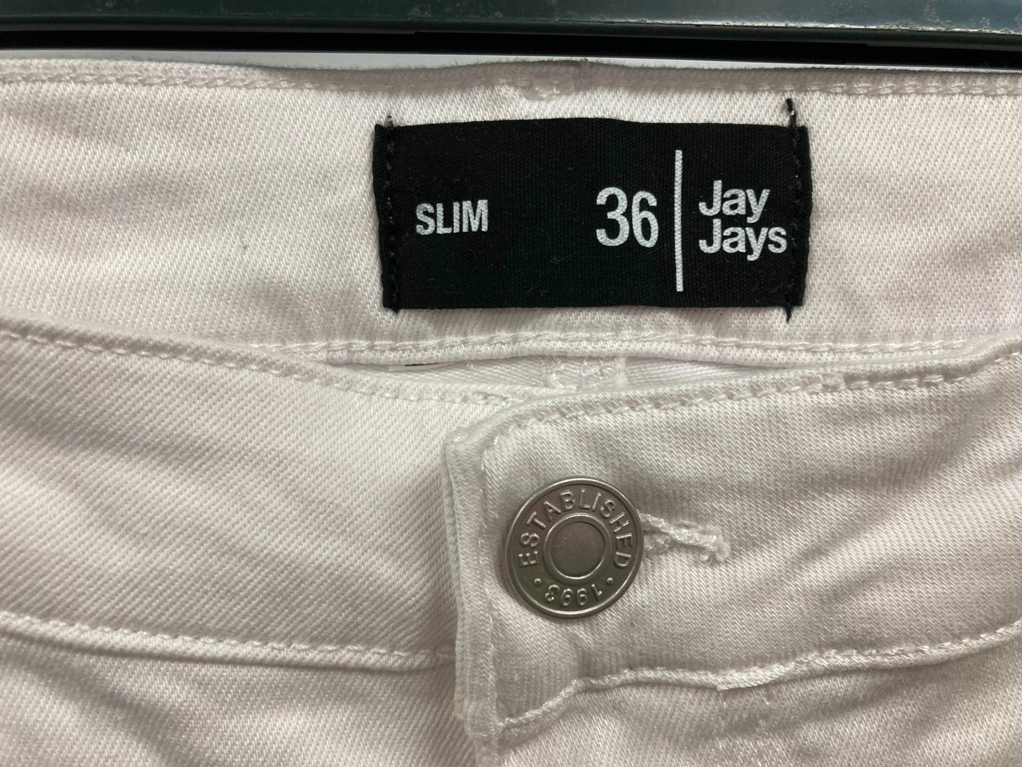 Jay Jays Slim Stretchy W/Cuff Cotton Zip Up Shorts White Mens Sz 36 NEW