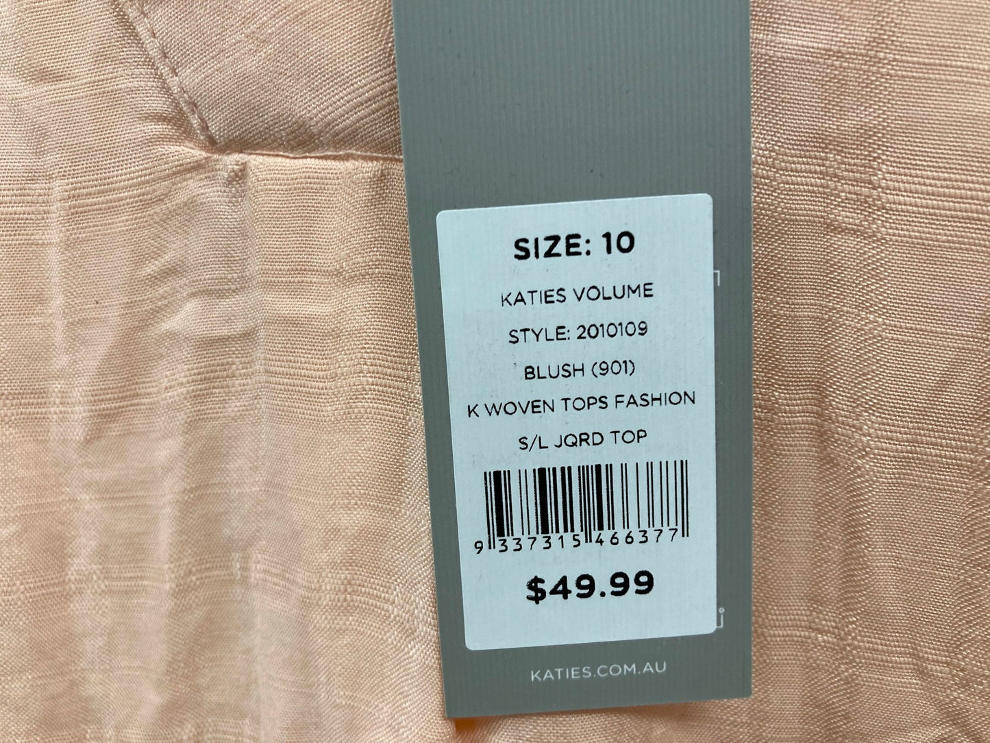 Katies Volume Woven Fashion Top Sleeveless Apricot Ladies Sz 10 NEW