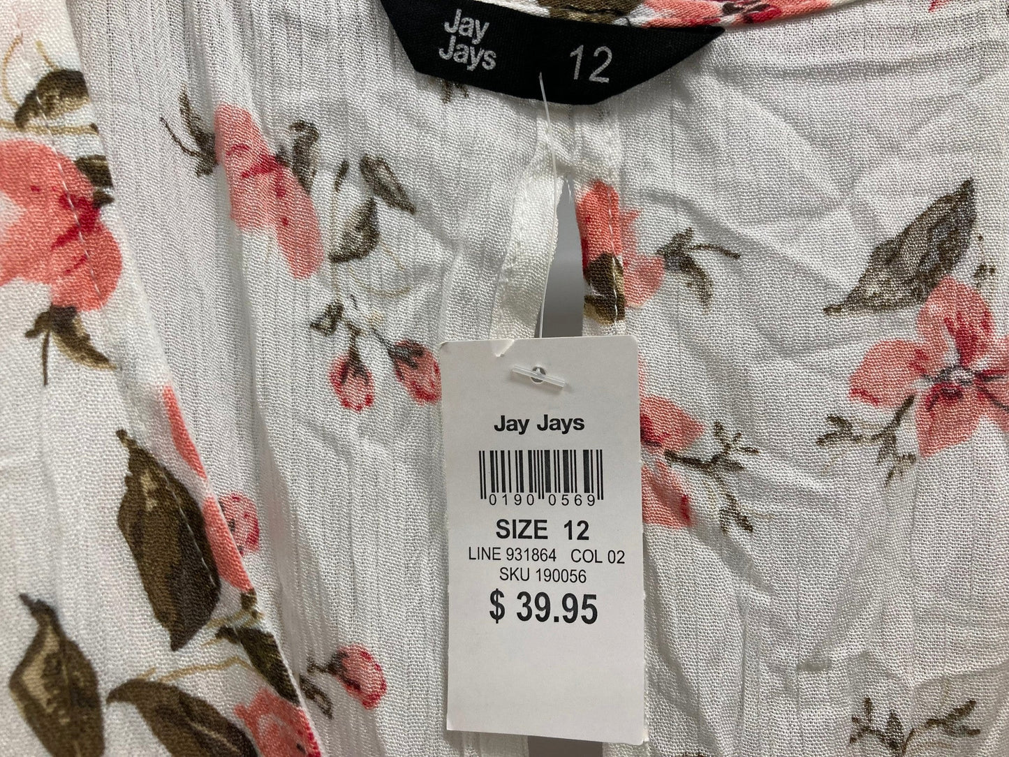 Jay Jays Floral Lined Playsuit (Shorts) White Floral Ladies Sz 12 NEW