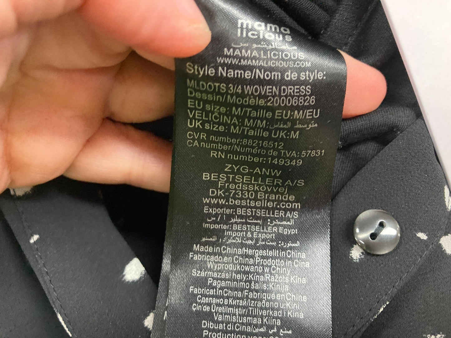 Mama Licious Woven Dress Lined W/ Belt Black Spotted Ladies Sz M NEW