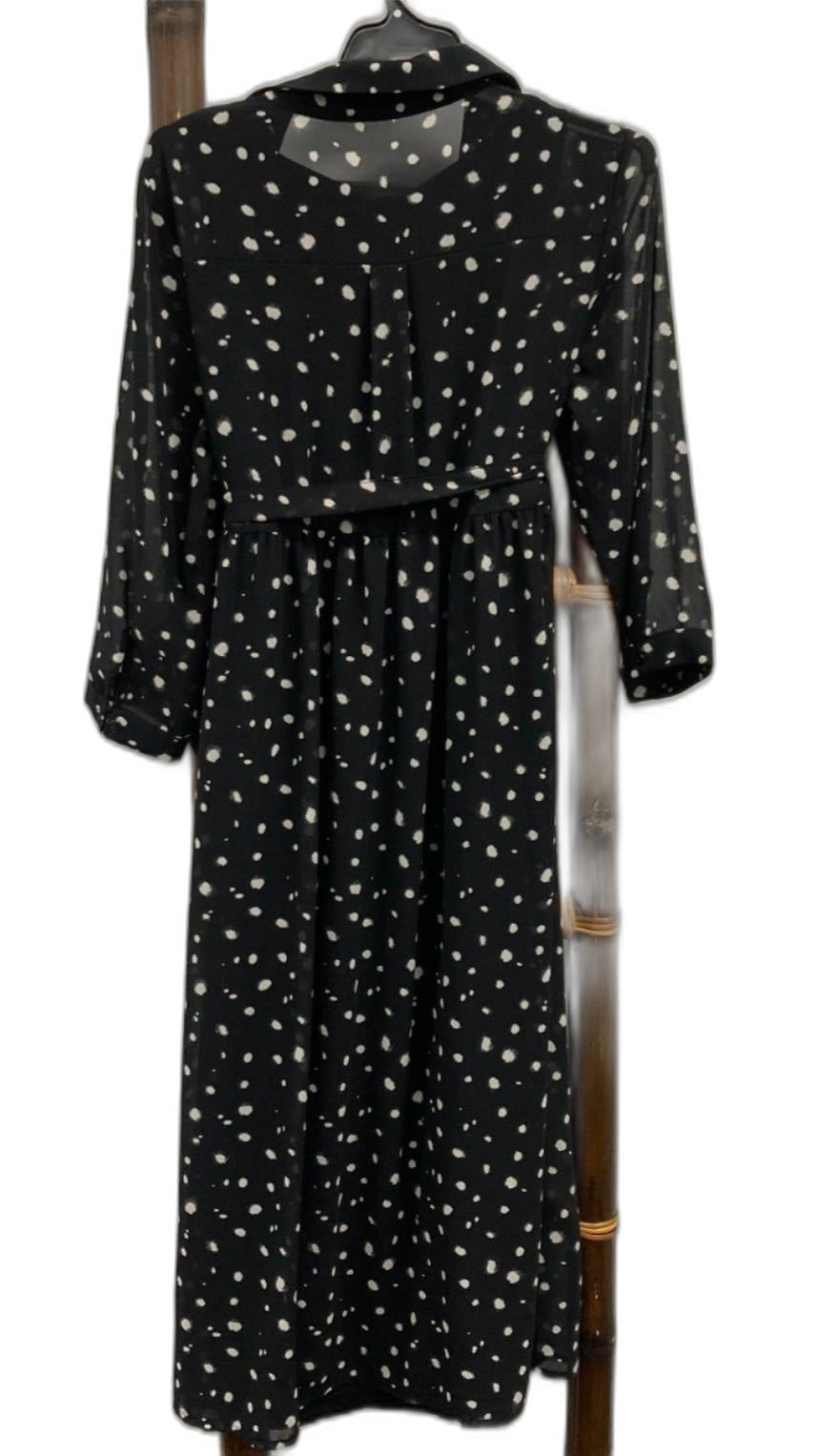 Mama Licious Woven Dress Lined W/ Belt Black Spotted Ladies Sz M NEW