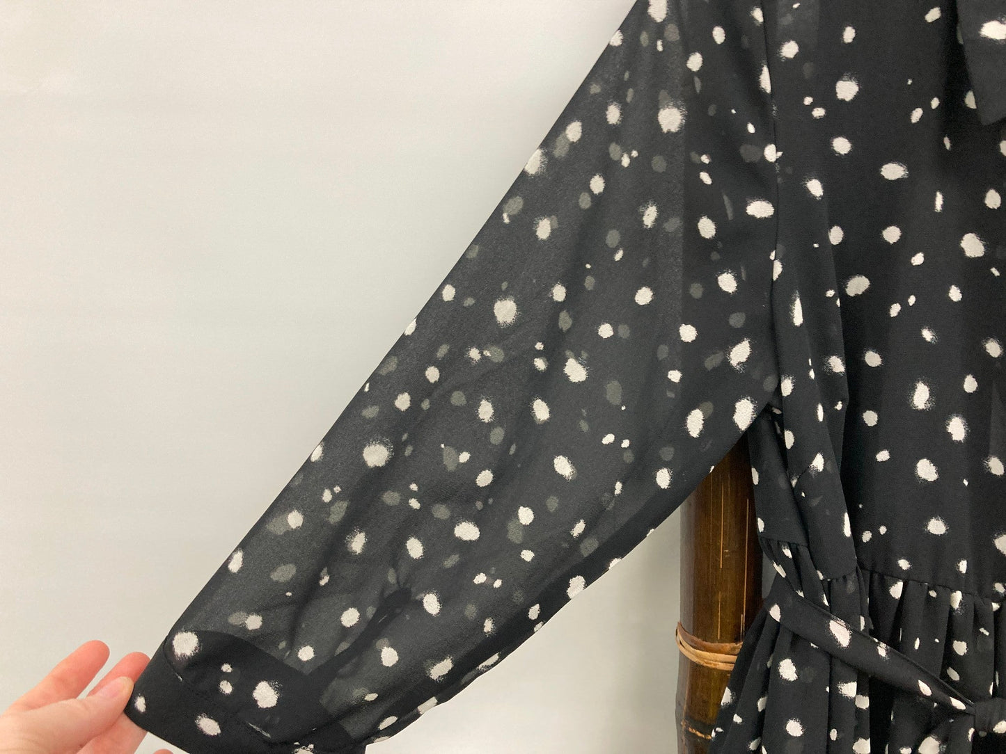 Mama Licious Woven Dress Lined W/ Belt Black Spotted Ladies Sz M NEW