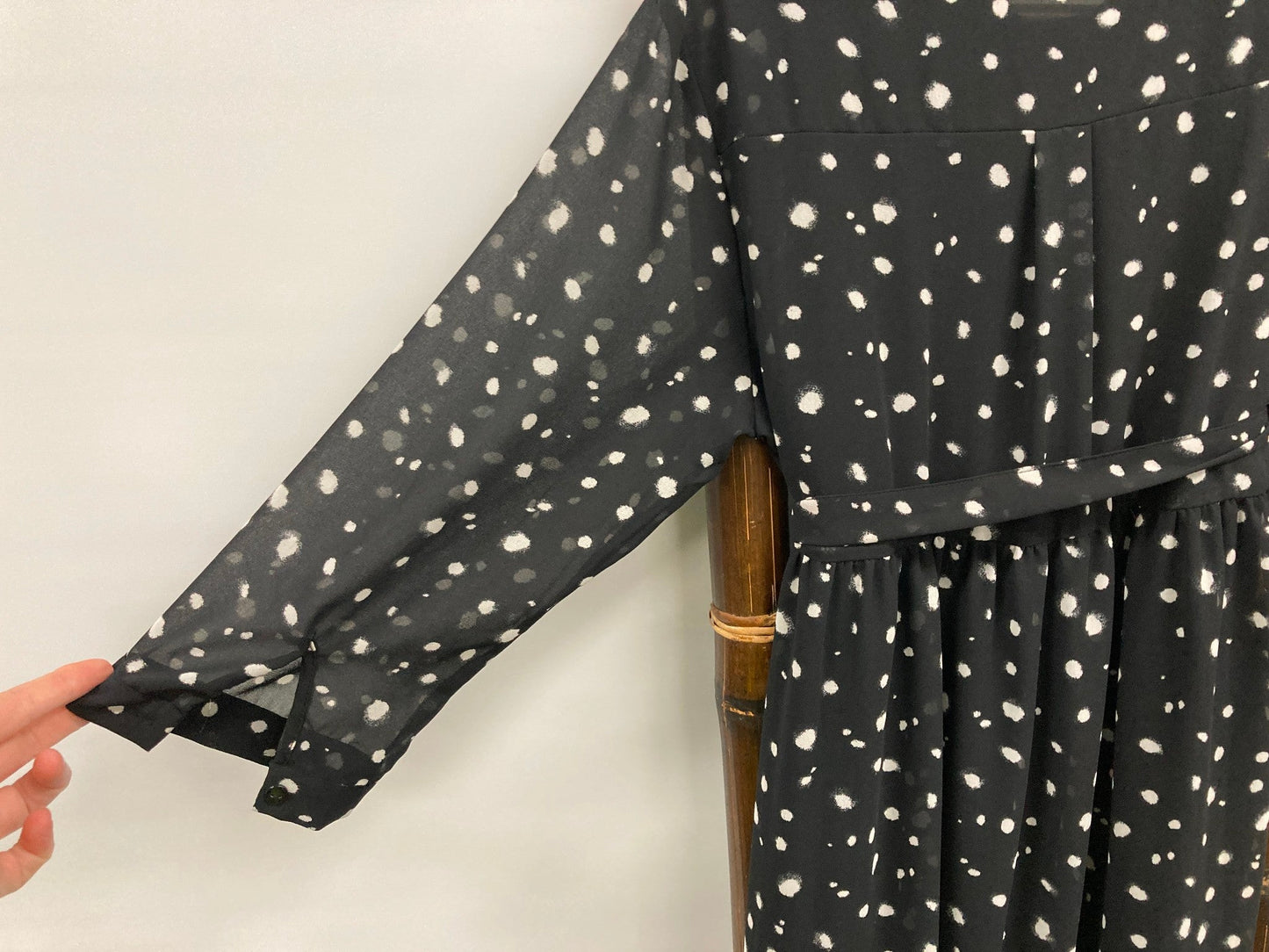 Mama Licious Woven Dress Lined W/ Belt Black Spotted Ladies Sz M NEW