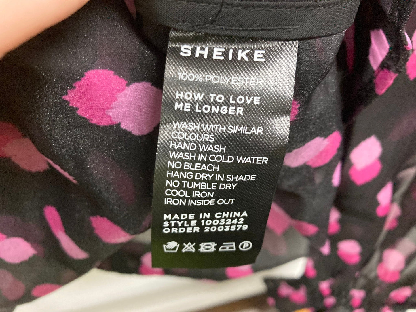 Sheike Disco Dot Blouse With Puffy Sleeves Black W/Pink Ladies Sz 8 NEW