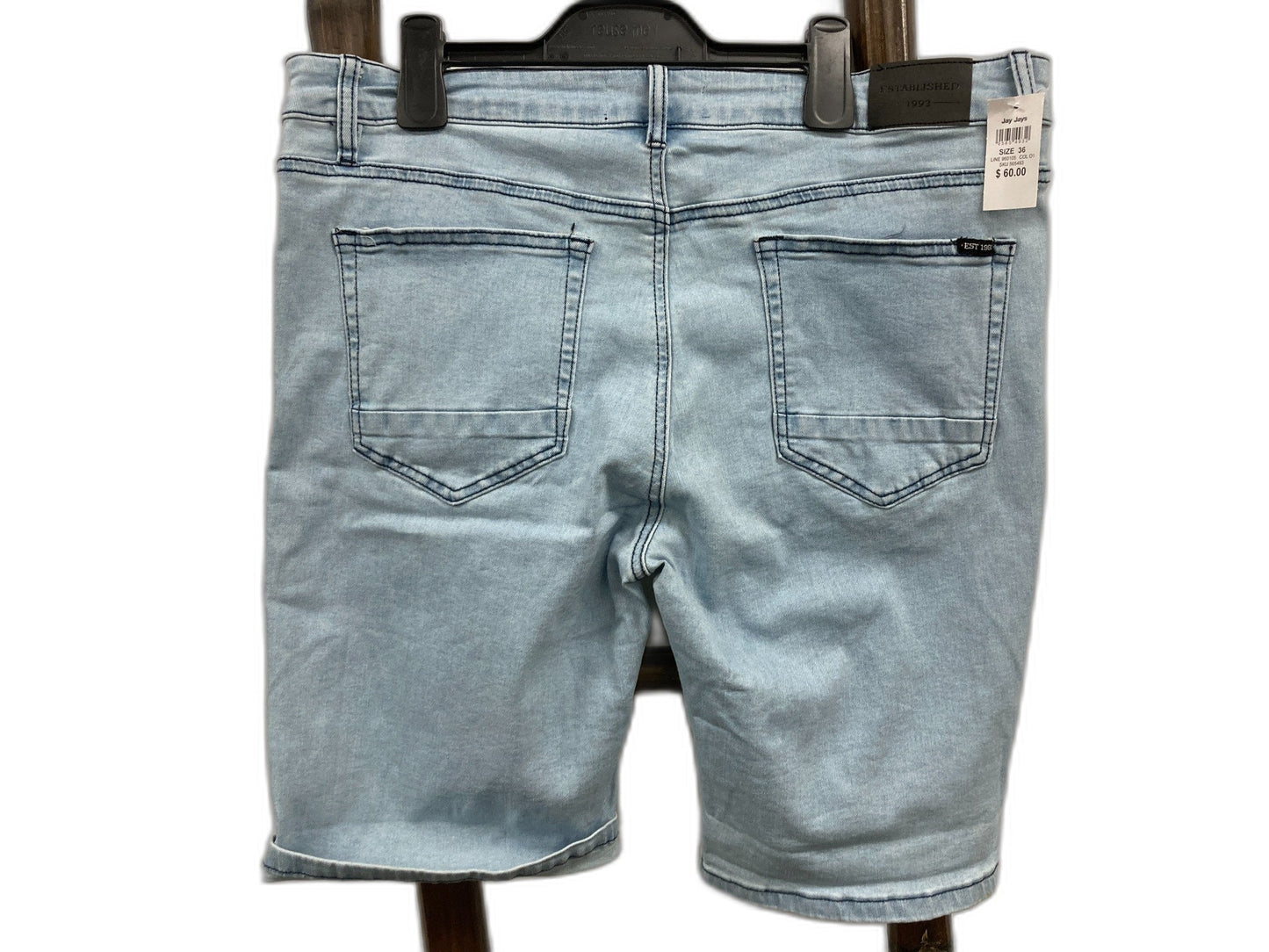 Jay Jays Slim Roll Up Cuff Zip Up Light Wash Shorts Blue Mens Sz 36 NEW