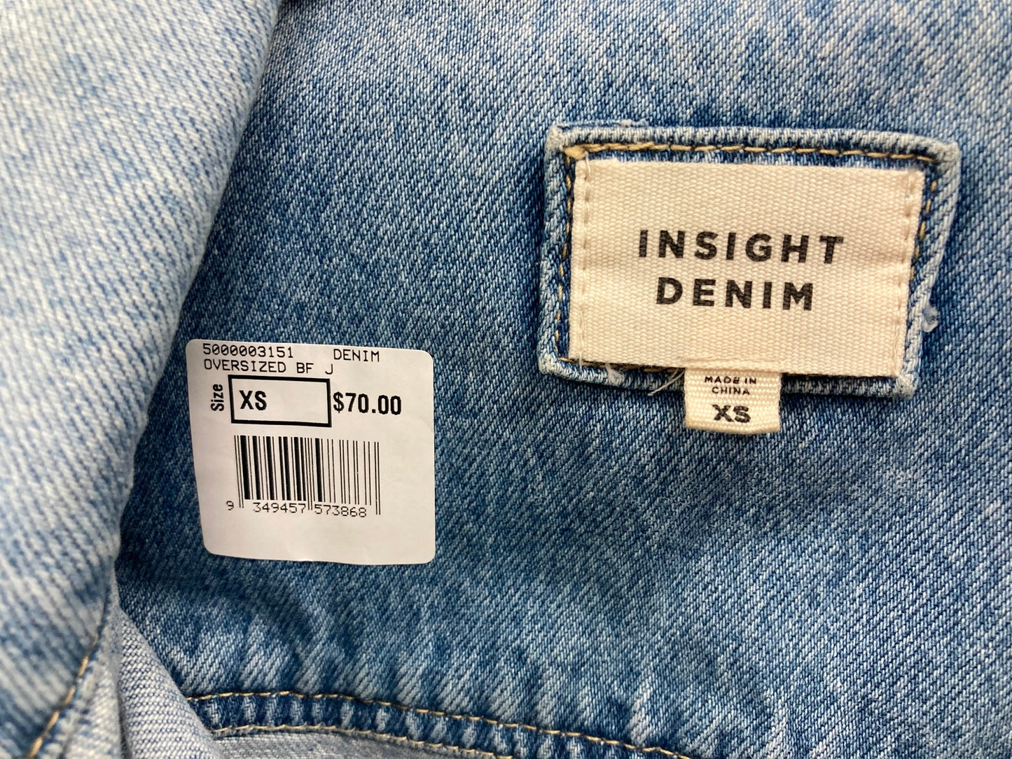 Insight Oversized Boyfriend Denim Jacket Ladies Sz Xs *Ex-Display