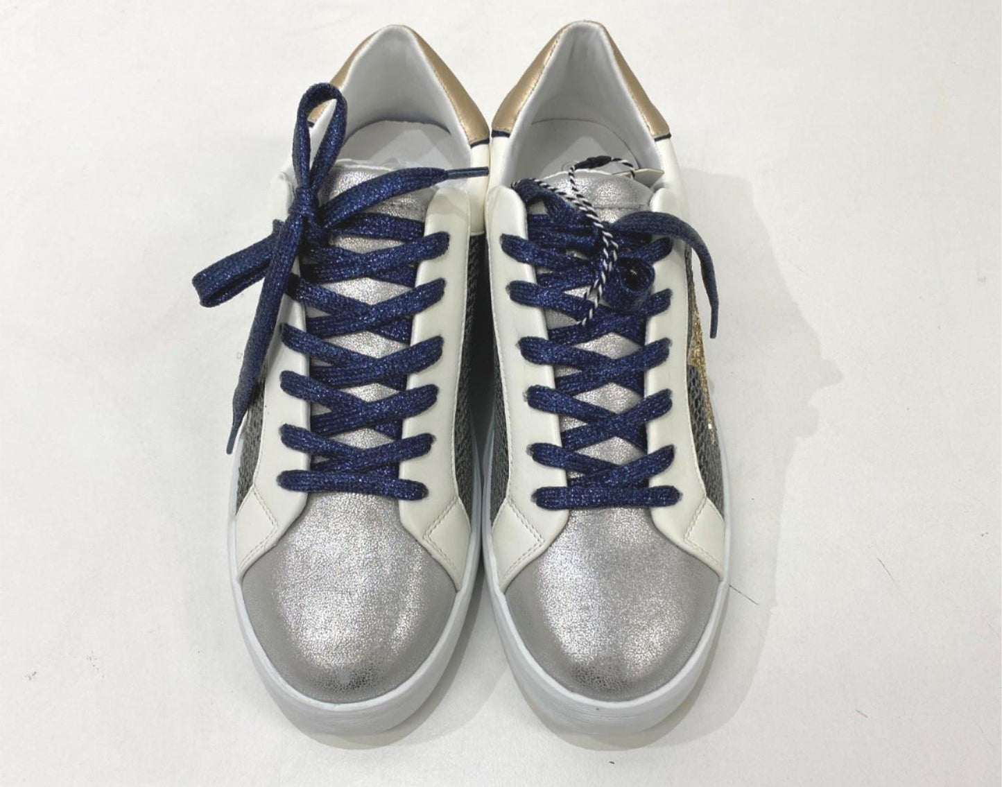 Threadz Blk,Gld,Silv Metallic Star Sneakers Ladies Various Sizes NEW