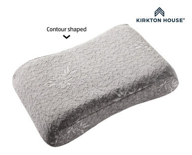 Kirkton House Grey Covered Charcoal Infused Latex Contoured Pillow NEW